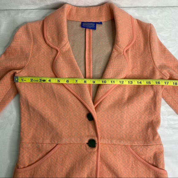 NEW Pendleton FALL blazer jacket 2 button geometric print in coral size XS - Picture 9 of 16